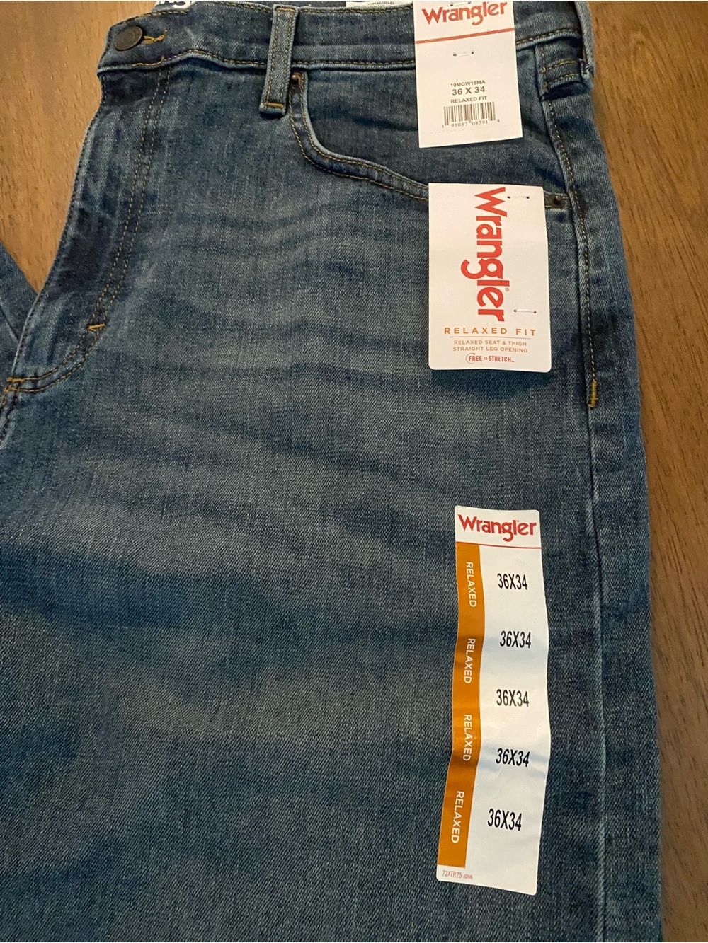 Wrangler Relaxed Fit Men's Jeans 36x34 Blue Denim